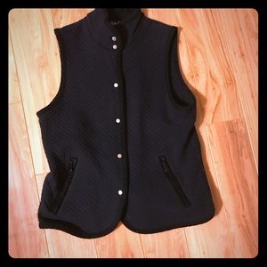 Navy vest with gold buttons